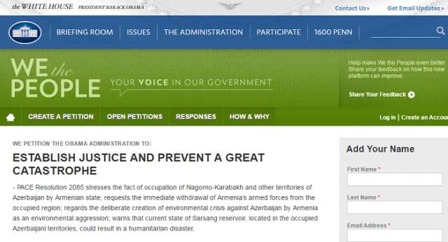 99,000 sign White House petition to stop Karabakh occupation